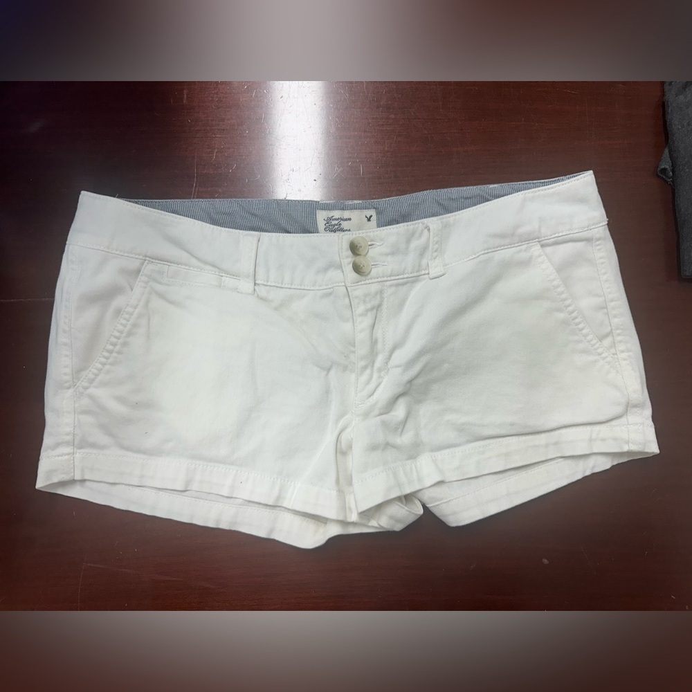 American Eagle Outfitters Womens‎ Cream White Stretch Chino Shorts Size 8